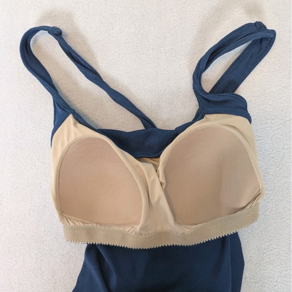 Summersalt One Piece Swimsuit Size 4 Blue Ruched Sides Square Neck Padded Cups - Picture 4 of 6
